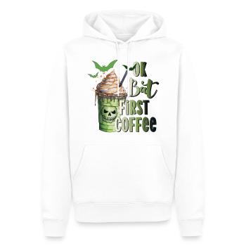 Bat first coffee Halloween Kaffee Fledermaus - Men’s Premium Organic Hoodie - white - Front - Nico (187cm)