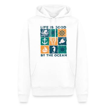 Das Leben am Meer ist gut blc - Männer Premium Bio Hoodie - Weiß - Vorne - Nico (187cm)