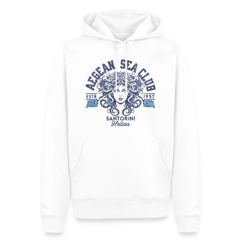 AEGEAN SEA CLUB Santorini blc - Sweat à capuche Premium bio Homme - blanc - Devant - Nico (187cm)