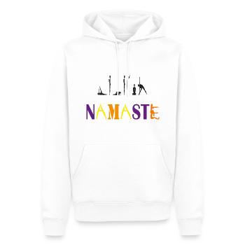 NAMASTE - Men’s Premium Organic Hoodie - white - Front - Nico (187cm)