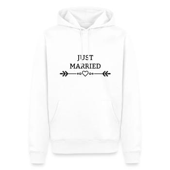 Juste marié avec du cœur et des éléments floraux - Sweat à capuche Premium bio Homme - blanc - Devant - Nico (187cm)