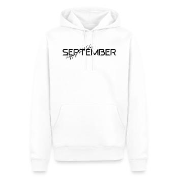 Septembre - Joyeux anniversaire - Sweat à capuche Premium bio Homme - blanc - Devant - Nico (187cm)