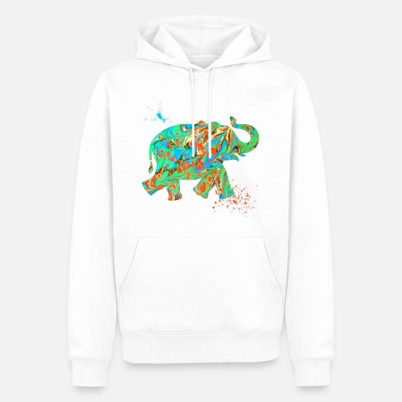 éléphant e 4 - Sweat à capuche Premium bio Homme - blanc