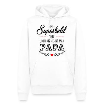 SUPERHELD PAPA - Männer Premium Bio Hoodie - Weiß - Vorne - Nico (187cm)