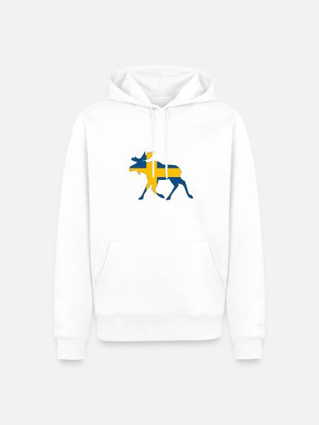 Schweden Elch mit schwedischer Flagge EM - Männer Premium Bio Hoodie - Weiß