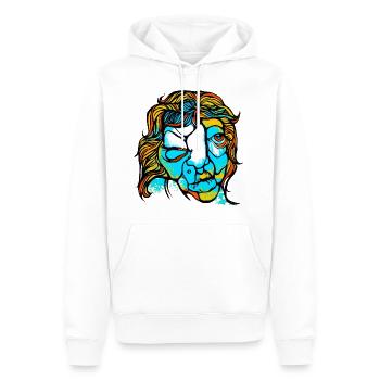 Purple Rabbitz Design Nr.6 - Männer Premium Bio Hoodie - Weiß - Vorne - Nico (187cm)
