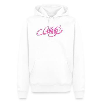 Typographie bonbon sucré - Sweat à capuche Premium bio Homme - blanc - Devant - Nico (187cm)