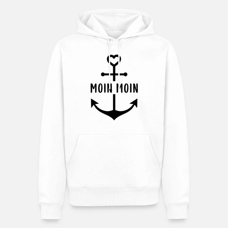 MOIN MOIN - Männer Premium Bio Hoodie - Weiß