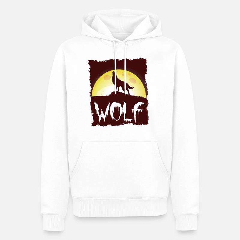 Wolf - Männer Premium Bio Hoodie - Weiß