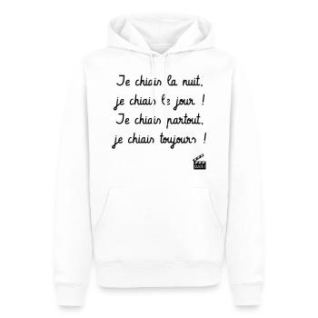 Je chiais la nuit, je chiais le jour... - Sweat à capuche Premium bio Homme - blanc - Devant - Nico (187cm)