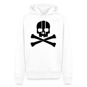 Totenkopf Schwarz mit gekreutzten Knochen - Männer Premium Bio Hoodie - Weiß - Vorne - Nico (187cm)
