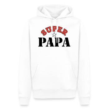 Super papa. Superpapa. Fête des pères. Papa - Sweat à capuche Premium bio Homme - blanc - Devant - Nico (187cm)