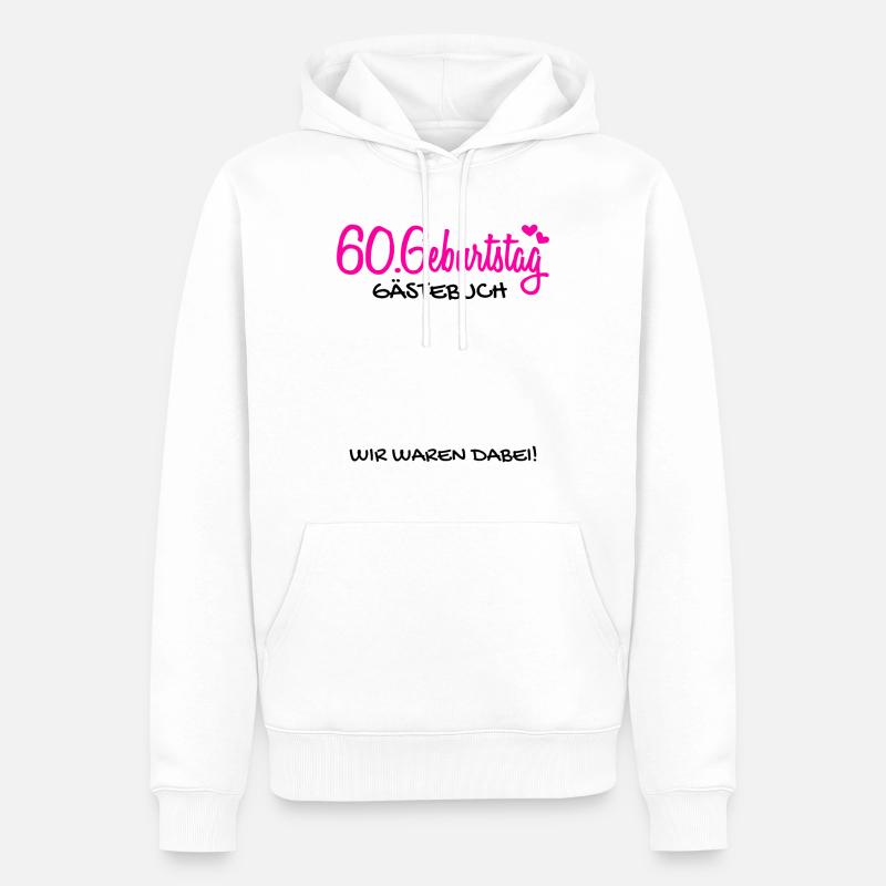 60. Geburtstag Gästebuch Deko Geschenk - Männer Premium Bio Hoodie - Weiß