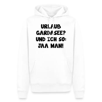 Gardasee Spruch - Männer Premium Bio Hoodie - Weiß - Vorne - Nico (187cm)