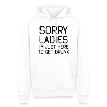 Sorry Mädels Bin nur zum Saufen hier - Männer Premium Bio Hoodie - Weiß - Vorne - Nico (187cm)