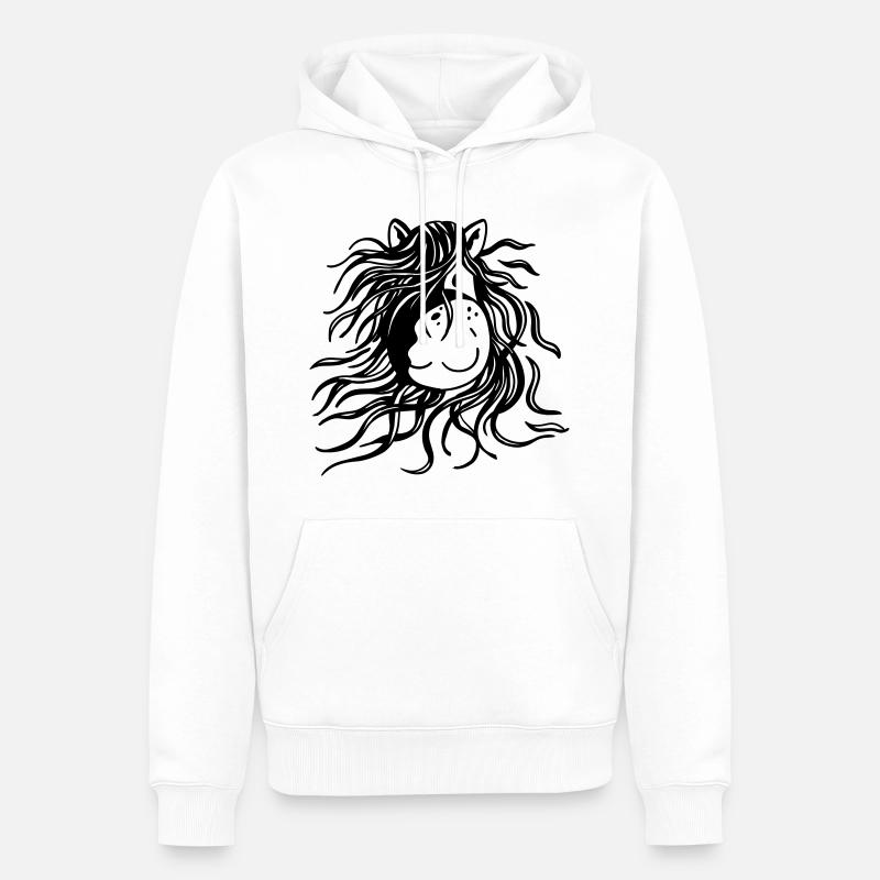 Pferd mit dicker Mähne - Pferde - Comic - Männer Premium Bio Hoodie - Weiß