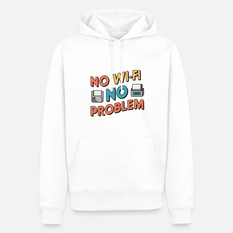 No Wi-Fi, No Problem - Männer Premium Bio Hoodie - Weiß
