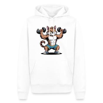 Katzenmuskelkraft Krafttraining - Männer Premium Bio Hoodie - Weiß - Vorne - Nico (187cm)