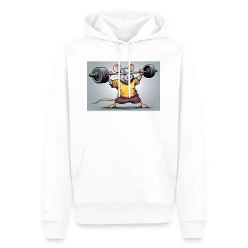 Kraftmaus beim Krafttraining - Männer Premium Bio Hoodie - Weiß - Vorne - Nico (187cm)
