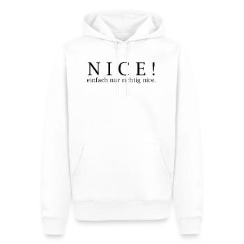 SYMPA ! Juste vraiment sympa. - Sweat à capuche Premium bio Homme - blanc - Devant - Nico (187cm)