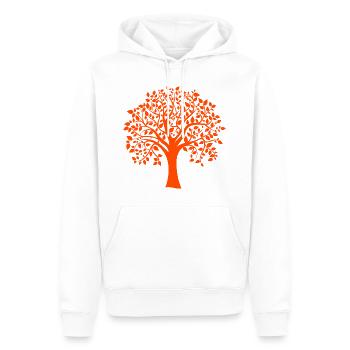 Grundsilhouette mit Orange Jumbo Tree Print - Männer Premium Bio Hoodie - Weiß - Vorne - Nico (187cm)