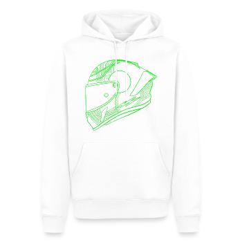 Neon Grün Helm - Visier  - Männer Premium Bio Hoodie - Weiß - Vorne - Nico (187cm)