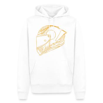 Neon Orange Helm - Visier  - Männer Premium Bio Hoodie - Weiß - Vorne - Nico (187cm)