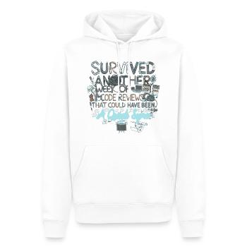 Überstanden: Noch eine Code-Review-Woche - Männer Premium Bio Hoodie - Weiß - Vorne - Nico (187cm)