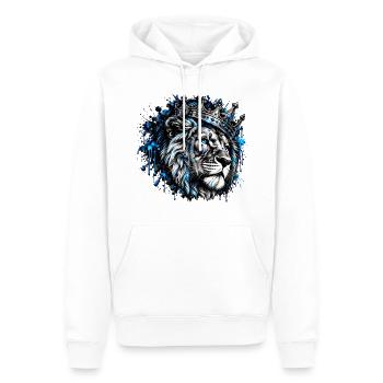 Blauer Löwenkönig Kronenporträt - Männer Premium Bio Hoodie - Weiß - Vorne - Nico (187cm)