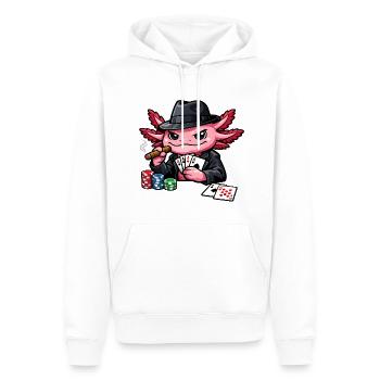 Axolotl beim Pokern – Süßer Pokerfan - Männer Premium Bio Hoodie - Weiß - Vorne - Nico (187cm)