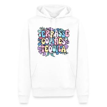 Soirée Femme Terrasse Copines Tequila - Sweat à capuche Premium bio Homme - blanc - Devant - Nico (187cm)