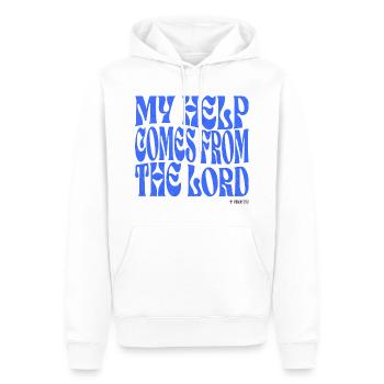 Christianisme Verset Biblique Chrétien - Sweat à capuche Premium bio Homme - blanc - Devant - Nico (187cm)