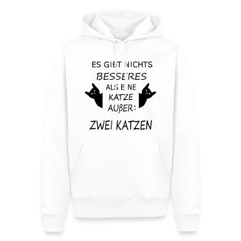 Es gibt nichts besseres als eine Katze außer: zwei - Männer Premium Bio Hoodie - Weiß - Vorne - Nico (187cm)