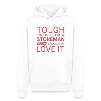 Storeman Crazy - Männer Premium Bio Hoodie - Weiß - Vorne - Nico (187cm)