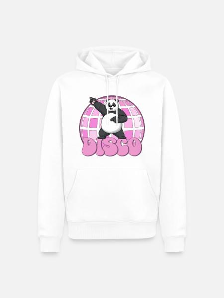 Panda Bär Tanzen Disco Party 70er Jahre Discokugel - Männer Premium Bio Hoodie - Weiß