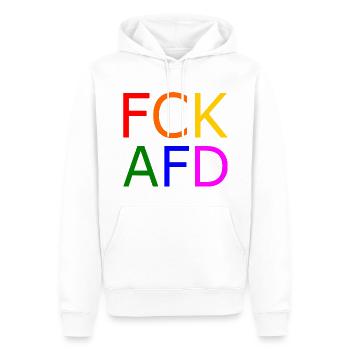 Fck afd - Männer Premium Bio Hoodie - Weiß - Vorne - Nico (187cm)