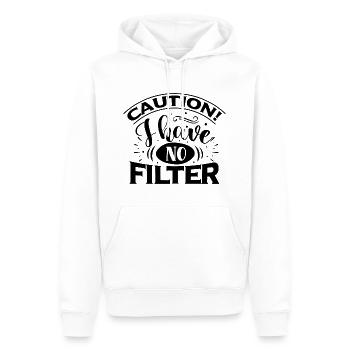 Attention je n’ai pas de filtre - Drôle de dicton - Sweat à capuche Premium bio Homme - blanc - Devant - Nico (187cm)
