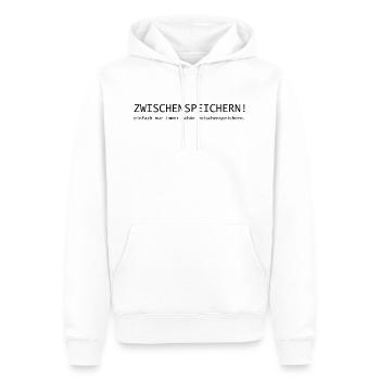 Cache! just always store nicely. - Men’s Premium Organic Hoodie - white - Front - Nico (187cm)
