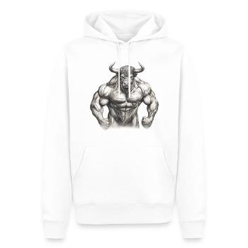 Taureau Muscles Musculation Force Forte Animal - Sweat à capuche Premium bio Homme - blanc - Devant - Nico (187cm)