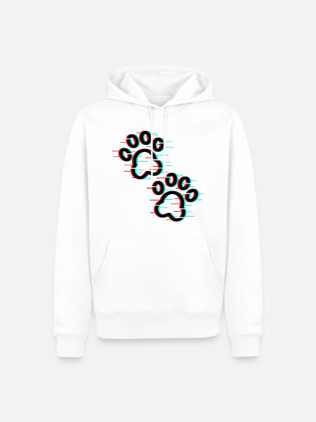 Glitch Pfotenabdruck - Männer Premium Bio Hoodie - Weiß