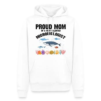 Fière Maman Microbiologie Biologie Biologiste Mer - Sweat à capuche Premium bio Homme - blanc - Devant - Nico (187cm)