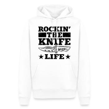 Collecteur de couteaux - Sweat à capuche Premium bio Homme - blanc - Devant - Nico (187cm)
