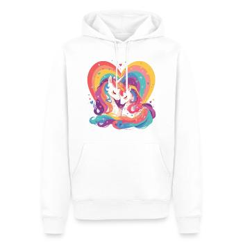 Licorne Coeur Amour Câlin Câlin Mignon Mignon - Sweat à capuche Premium bio Homme - blanc - Devant - Nico (187cm)