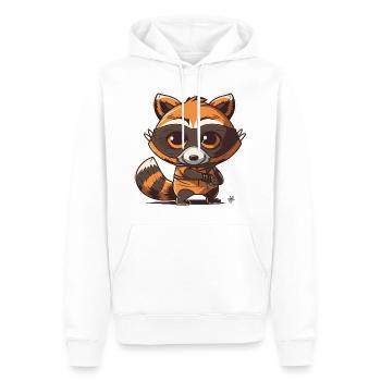 Skurriler Schlingel: Ein verspielter Waschbär mit einem Banditen - Männer Premium Bio Hoodie - Weiß - Vorne - Nico (187cm)