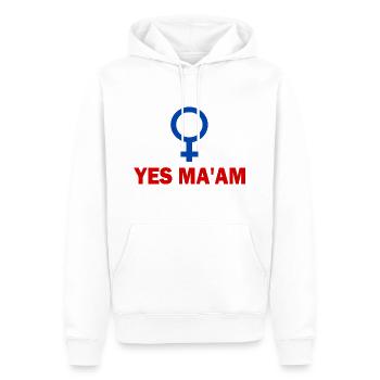 yes ma'am - Sweat à capuche Premium bio Homme - blanc - Devant - Nico (187cm)