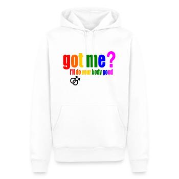 got me? i'll do your body good - Sweat à capuche Premium bio Homme - blanc - Devant - Nico (187cm)