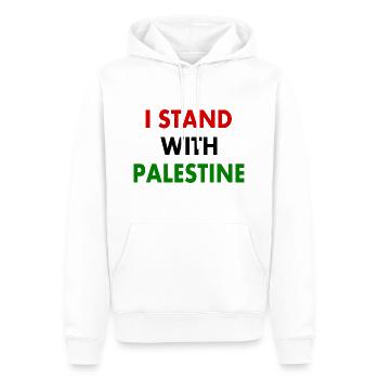 I stand with palestine - Sweat à capuche Premium bio Homme - blanc - Devant - Nico (187cm)
