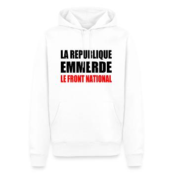 la republique emmerde le front national - Sweat à capuche Premium bio Homme - blanc - Devant - Nico (187cm)