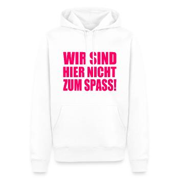 Wir sind hier nicht zum spass - Männer Premium Bio Hoodie - Weiß - Vorne - Nico (187cm)