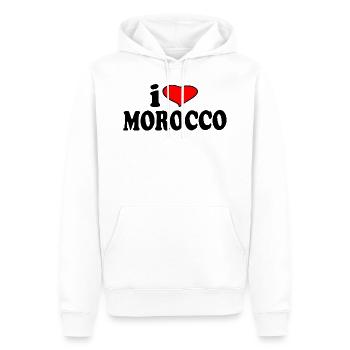 Maroc - J’aime le Maroc - Sweat à capuche Premium bio Homme - blanc - Devant - Nico (187cm)